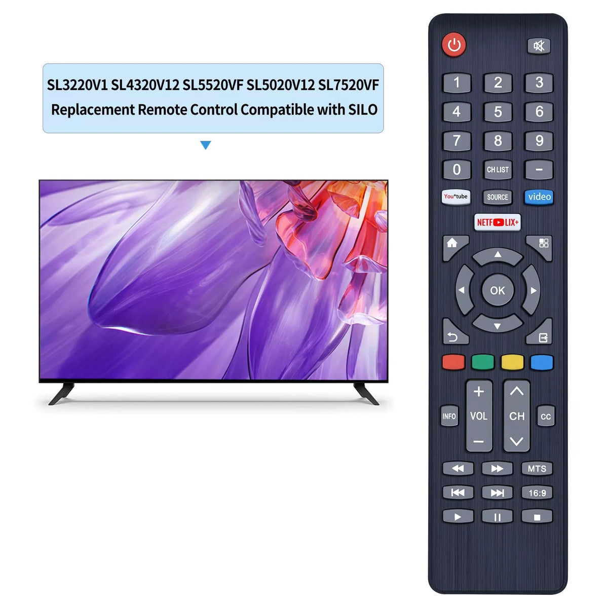 Remote Control For SILO SL3220V1 SL5020V12 SL7520VF Smart LCD LED HDTV TV [2]