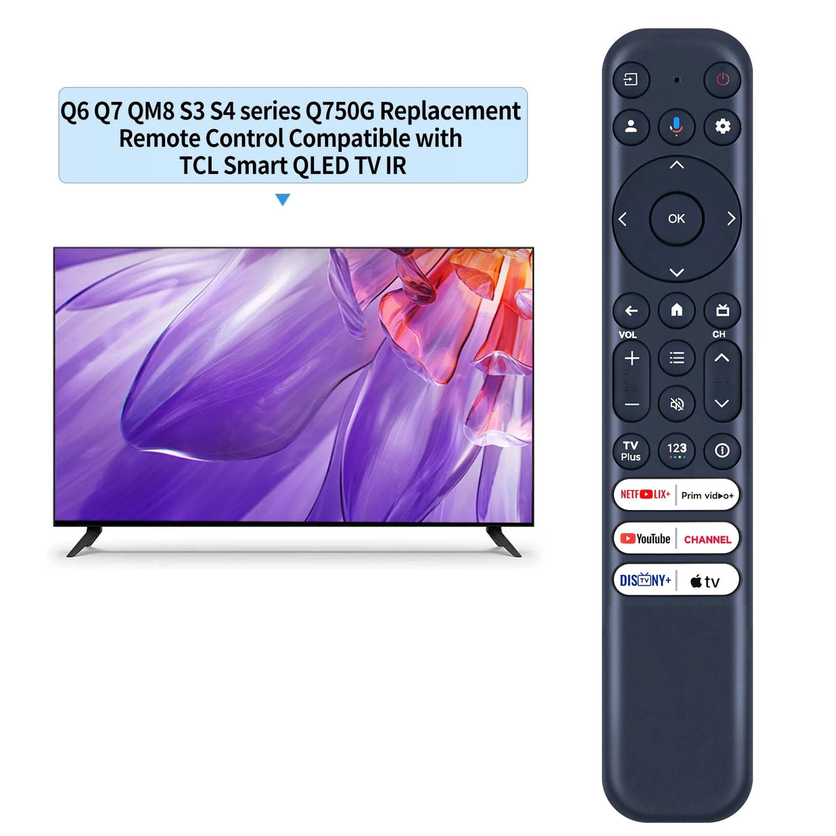 Remote Control For TCL Smart QLED TV Q6 Q7 QM8 S3 S4 Series Q750G without Voice [2]