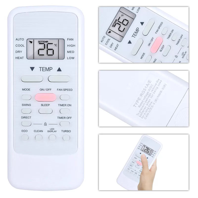 Replacement AC Remote Control For Midea RG51A(2)/EU1 RG51A(2)/E Air Conditioner [2]