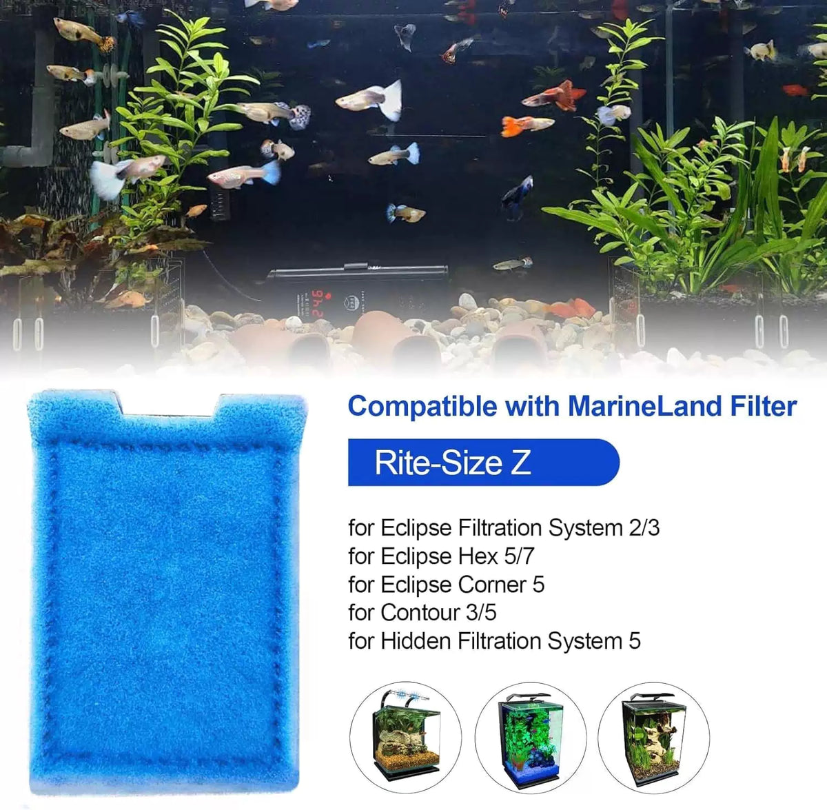 Rite-Size Z Aquarium Filters Fish Tank Filter Cartridges Compatible with... [2]