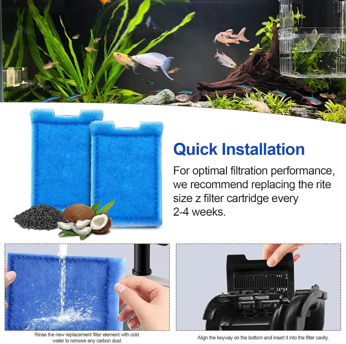 Rite-Size Z Aquarium Filters Fish Tank Filter Cartridges Compatible with... [4]
