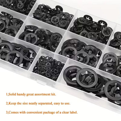 460pcs Internal Tooth Star Lock Washers in 9 Sizes Quick Lock Washers Push Nuts Speed Clamps Fastening Hardware Combination Kit