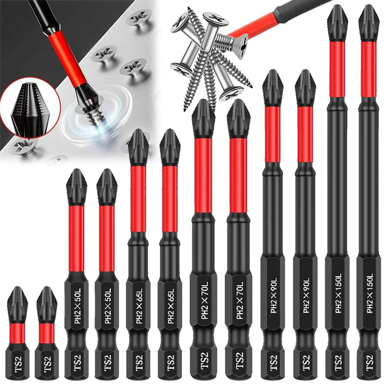 Anti Slip Bits Magnetic Screwdriver Bit Set S2 Alloy Steel Impact Resistance Bits-3/6/12Pcs Suitable for Electric Drills