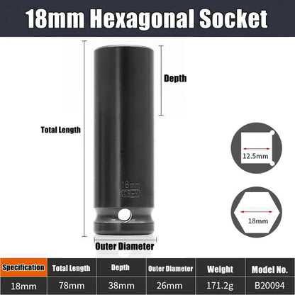 1/2" Drive Deep Impact Socket Drive Metric Wrench Socket Deep Impact Socket Pneumatic Wrench Head Tire Removal Tools