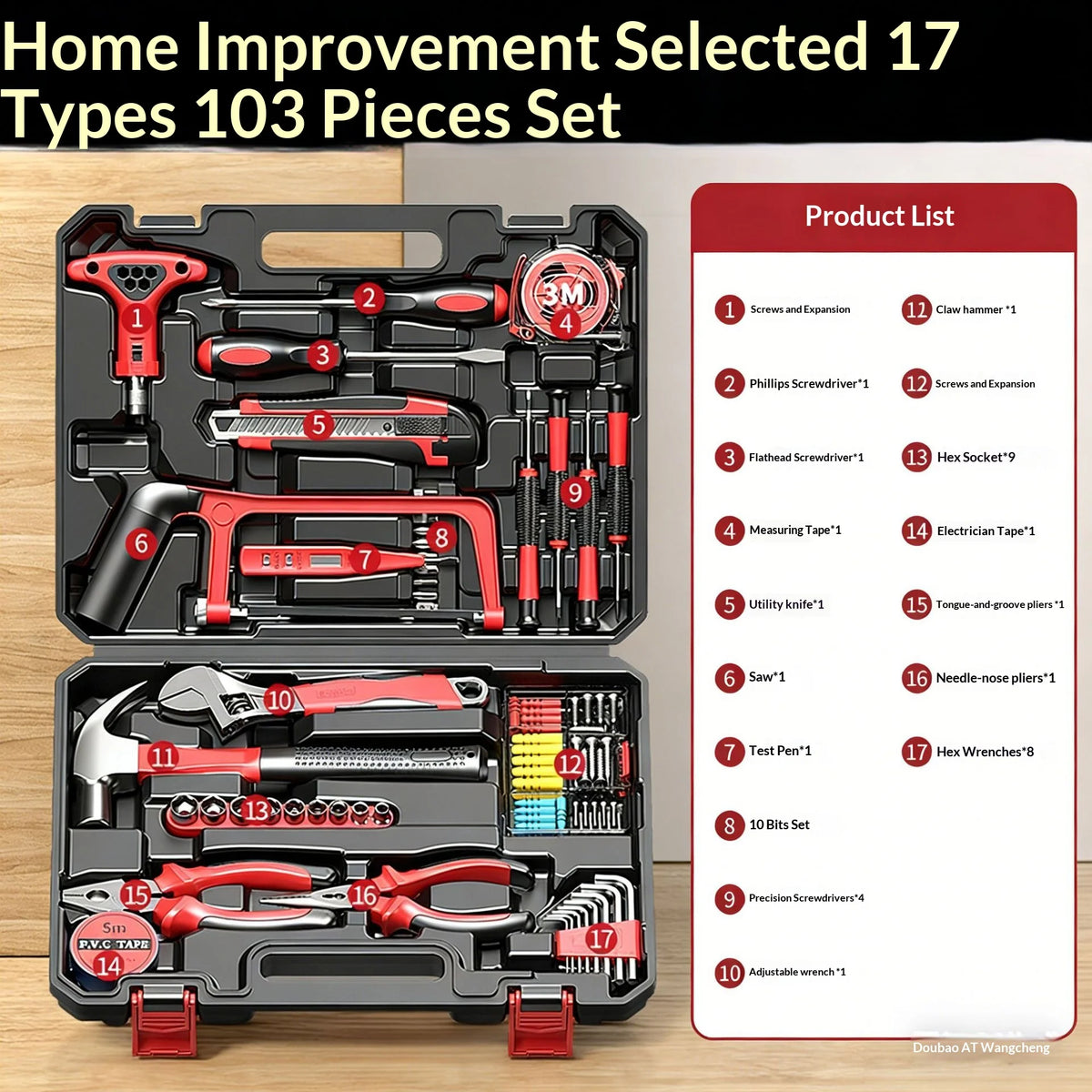 Hand Tool Combination Set Screwdriver Wrench Pliers Hexagonal Wrench Household Hardware Multi-Functional Electrician RepairTools