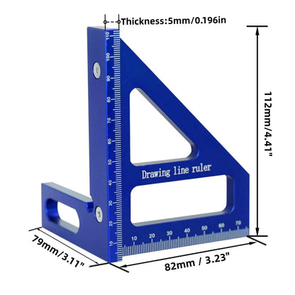 Carpenter Square - Multi-angle Set Square Precision T-square Aluminum Scribing Ruler for Woodworking, Construction and Engineers
