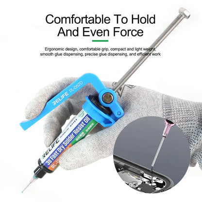 RELIFE RL-062D Manual Labor-saving Glue Booster for 5-10CC Syringe Soldering Oil High Strength Solder Mask Propulsion Tool