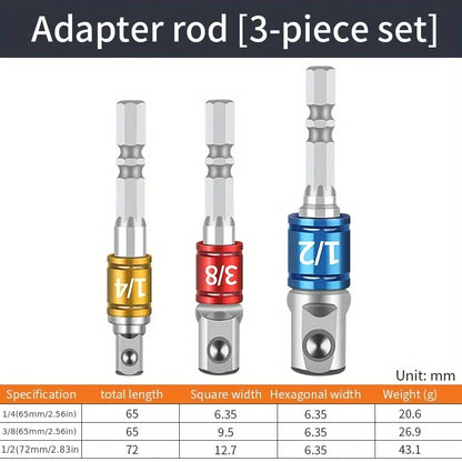 Internal Hexagonal Handle Universal Drill Bit Screwdriver Impact Socket Adapter Drill Bit Kit 1/4 "3/8" 1/2 "Hexagonal Handle