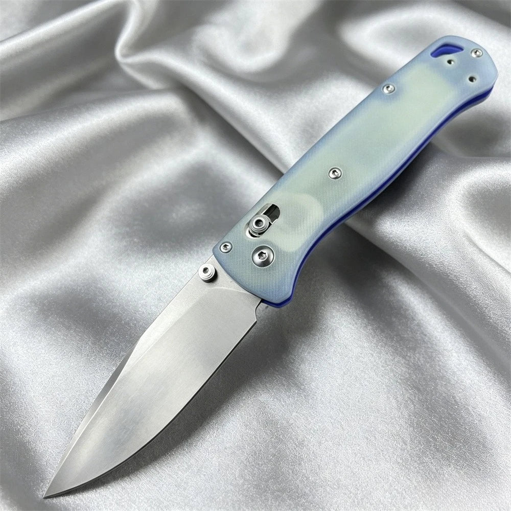 BM 535 Transparent Blue Folding Pocket Knife S30V Blade Non-Slip G10 Handle Portable EDC Tool for Outdoor Camping Daily Use Gift