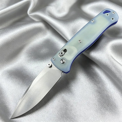 BM 535 Transparent Blue Folding Pocket Knife S30V Blade Non-Slip G10 Handle Portable EDC Tool for Outdoor Camping Daily Use Gift