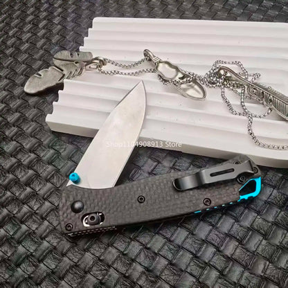 535-3 Survival Utility BM Folding Pocket Knife Multi-purpose Carbon Fiber Handle Camping Bushcraft Hiking EDC Tools Jackknife