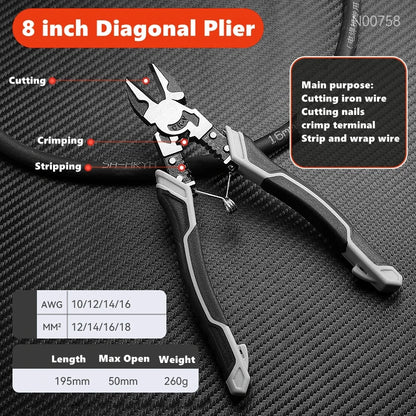 Multifunctional Universal Diagonal Pliers Hardware Wire Cutters Professional Electrician Anti Slip Durable Repair Tools