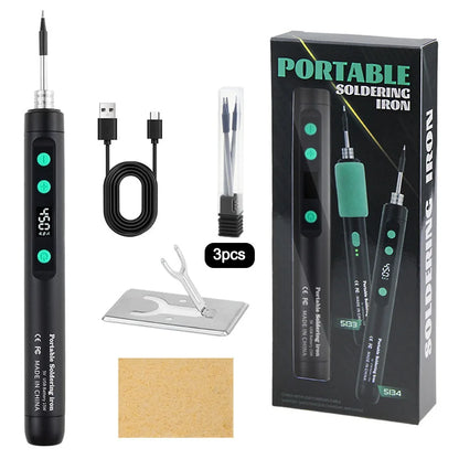 5V/15W Digital Display Soldering Iron Welding Repair Tool Cordless USB Soldering Iron Adjustable Temperature Speed Heating