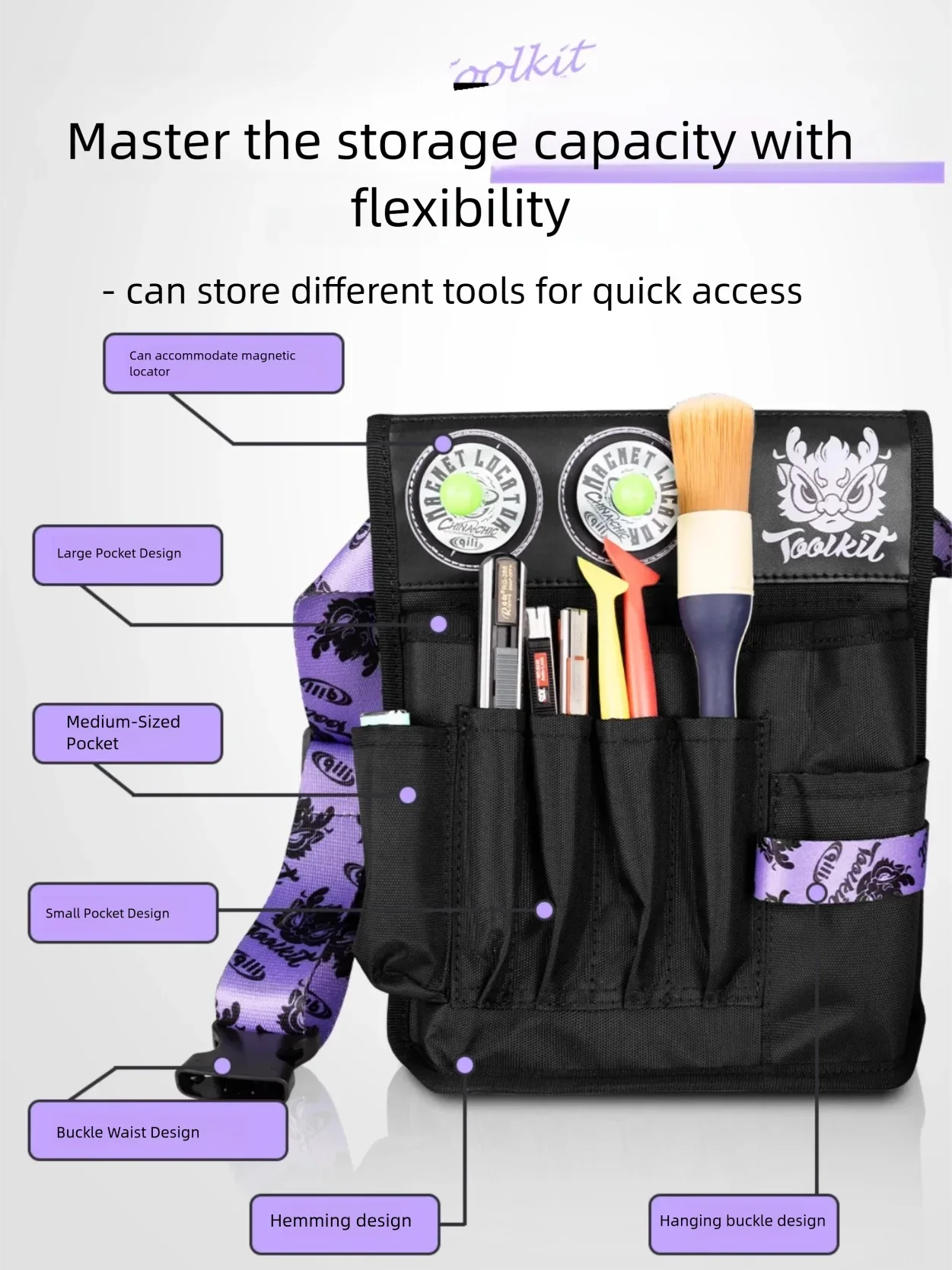 Convenient Multi-Functional Car Film Tool Kit Color Changing Car Wrap Storage Oxford Cloth Tool Waist Bag Professional Tool Bag
