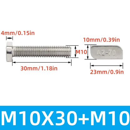 M8/M10 T-Bolt Kit 304 Stainless Steel (A2-70) - T-Screws Locking Tooth Flange Nuts - for Solar Panel Mounting PV Rails Greenhous