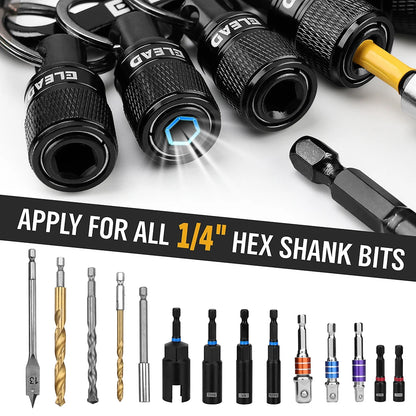 ELEAD 6Pcs 1/4" Hex Shank Drill Bit Holder Extension Rod, Quick Change Key Chain Socket Adapter Portable