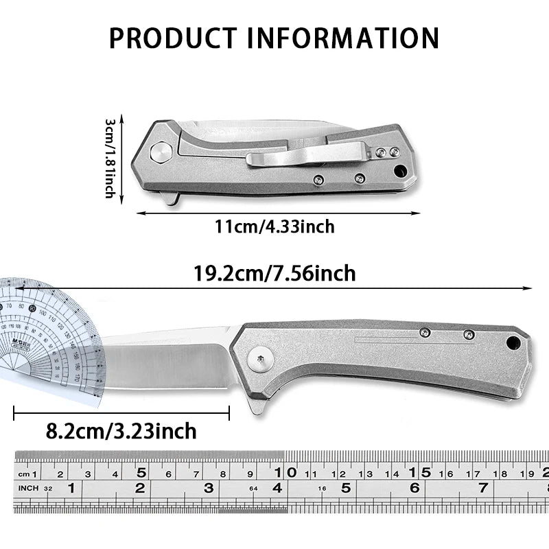 Tactical  Pocket knife D2 Steel Blade knife with Pocket clip  Folding knife Outdoor hiking camping self defense knife EDC Knife