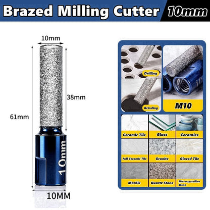 6/8/10/12mm M10 Vaccum Brazed Milling Cutter Hole Saw Angle Grinder Brazed Core Drill Bit for Ceramic Granite Marble Stone Tile