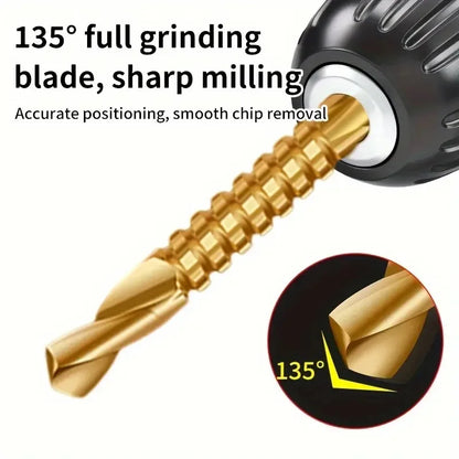 6pcs Set of Serrated Hexagonal Handle Twist Drill Bit Set Wooden Board Expansion Groove Serrated High-Speed Steel Alloy Bits