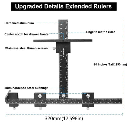 Adjustable Cabinet Hardware Jig Tool Aluminum Alloy Jig for Easy Installation of Handles and Knobs on Doors and Drawers with bit