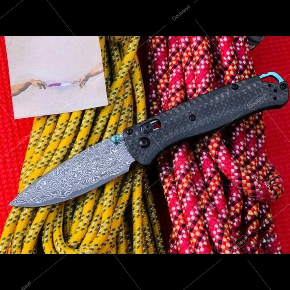 Multi-style Lightweight Folding Knife Ideal Gift for Men Outdoor Adventures Hiking Camping Casual Use - BM 535 Damascus Steel Knife Carbon Fiber Handle