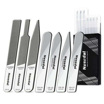 Nasedal 7Pcs Glass Files 320-10000 Grits Ultra Fine Mirror Sanding for Gundam Scale Model 3D Print Plastic Resin Polishing Tools