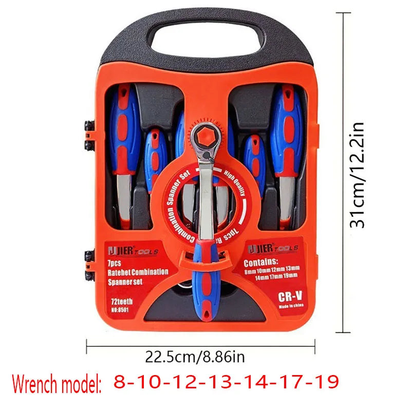 72 Tooth Plastic Handle Dual-Purpose Ratchet Wrench Household Hardware Tools Ratchet Wrench for Car Reapair Mechanical Spanner