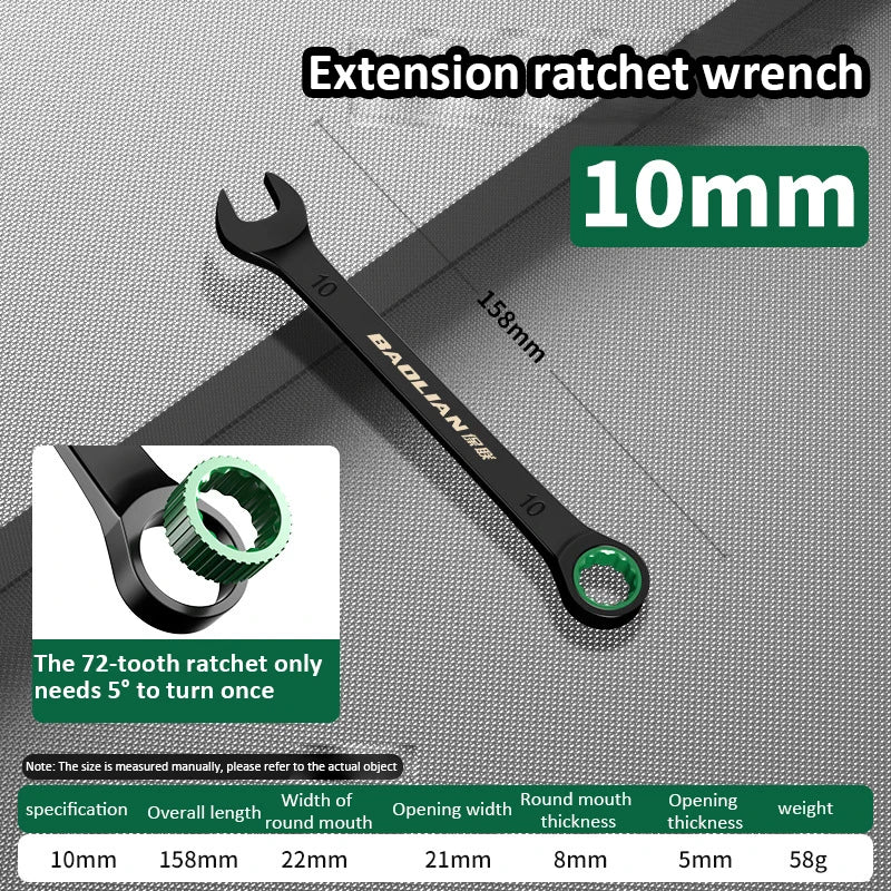 Dual-Purpose Wrench Fast Plum Blossom Ratchet Wrench Industrial Grade 72 Tooth Labor-Saving, Fast and Durable Dual-use Wrench