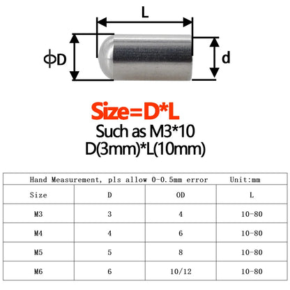 M3 M4 M5 M6 Dowel Inner Thread Screw Nut 304 Stainless Steel Single Round Head Cylindrical Pin Positioning Pin Hardware Fastener