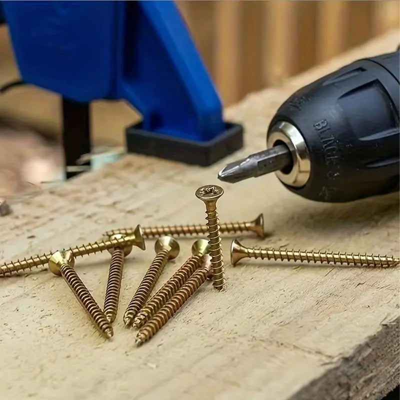 100PCS/200PCS Self-Tapping Screw Set, M5 × 30 40 60 80mm Flat-Head Cross Screws Are Suitable for Wood/Solid Wood Home Decoration