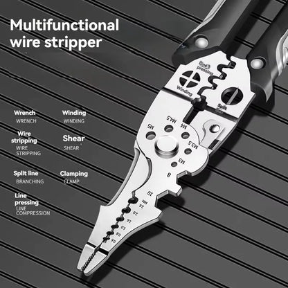 8.5 Inch Multi Functional Industrial Wire Stripper Cutter Crimper Heavy Duty Stainless Steel Electrical Pliers Ergonomic Grip