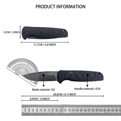Best-Selling Model 4300 Folding Knife with D2 Steel Blade and G10 Handle—Everyday Adventure, Cutting, Outdoor Pocket Knife, Hiking, Rescue, and Multi-Purpose Tool