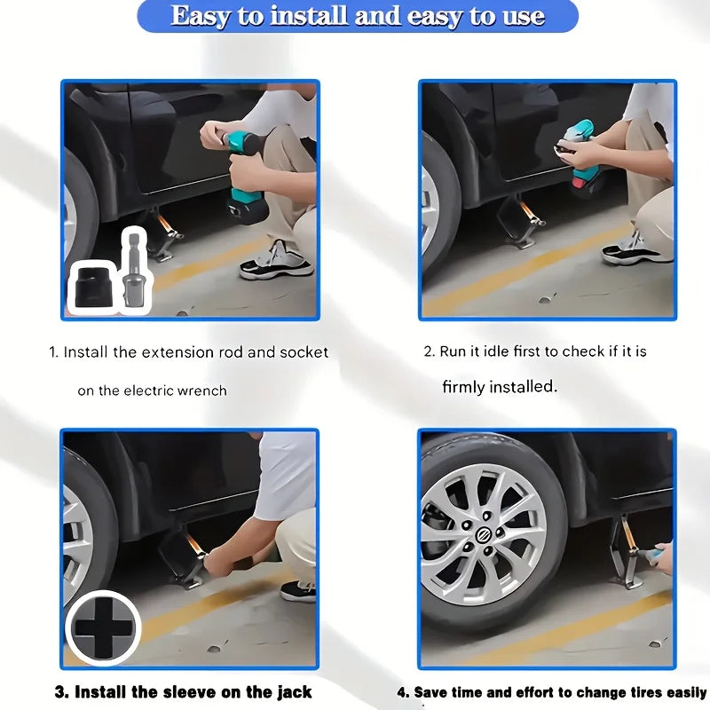 Car Jack Special Socket Wrench, Electric Drill Power Wrench for Easy Removal Tool with Lifting Assistance, Home Car Repair Tool