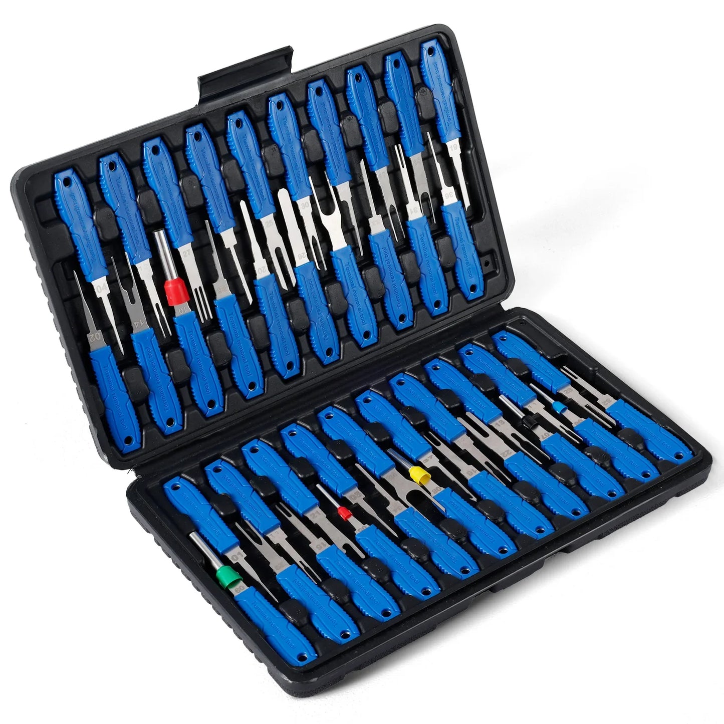 41PCS Electrical Pin Terminal Removal Tools Car Depinning Tool with Plastic Case for Connector Terminal Pin Removal Tool Kit