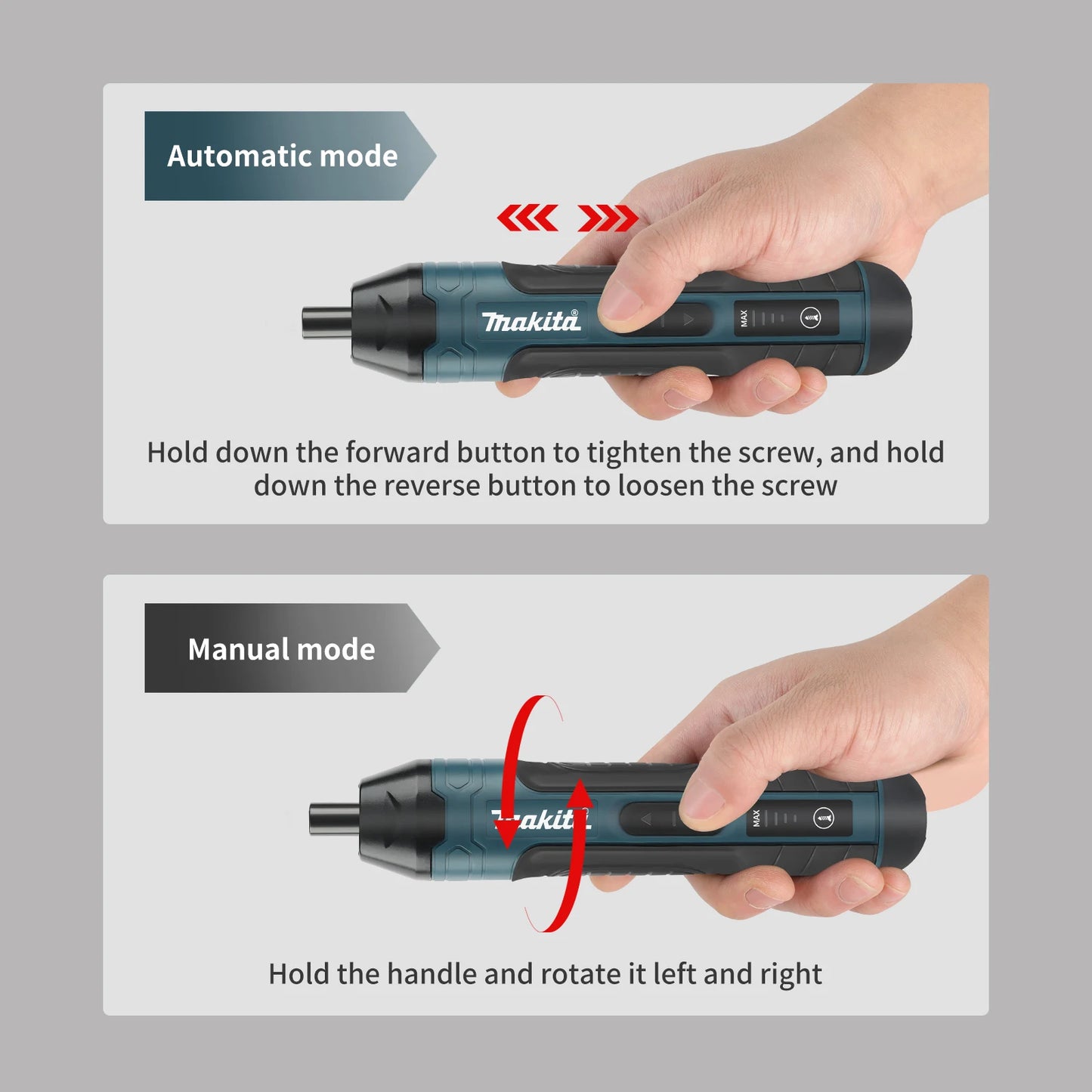 Makita Cordless Electric Screwdriver | 3.6V 5N.m Torque | 1/4" Chuck | 1300mAh Li - ion Battery.HT422