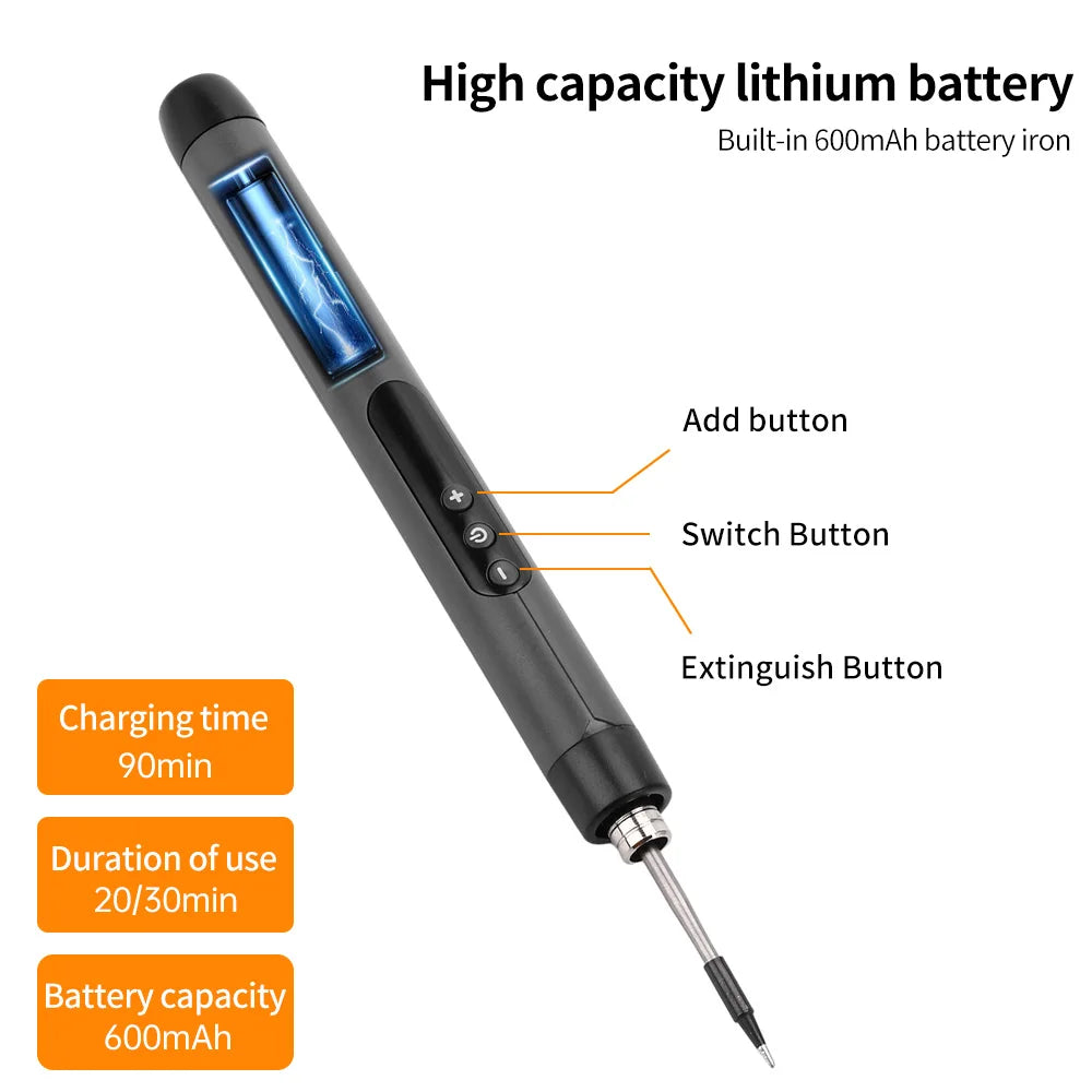 Soldering Iron Mini Small Soldering Iron Set Portable Household Type-C Interface 600mAh Battery Adjustable Temperature