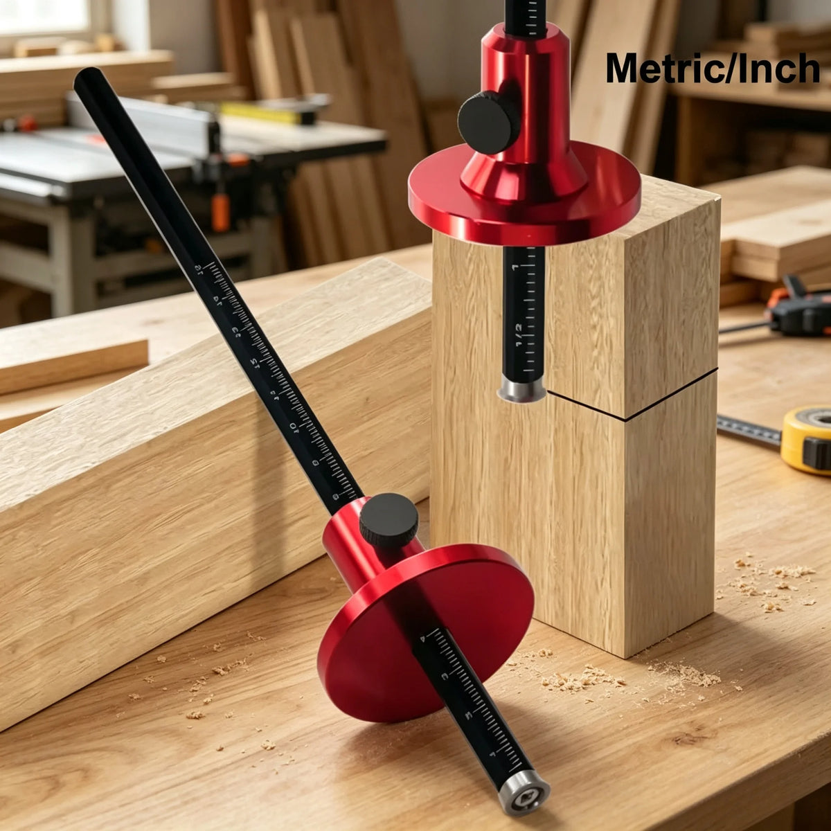 Woodworking Scriber-Wood Marking Tools With Inch & MM Scale, Wheel Marking Gauge-Parallel Line Drawing Mortise Measuring Tool