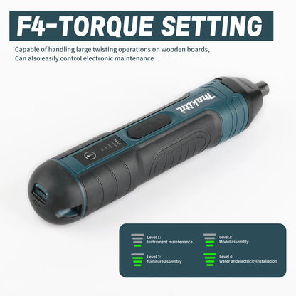 Makita Cordless Electric Screwdriver | 3.6V 5N.m Torque | 1/4" Chuck | 1300mAh Li - ion Battery.HT422