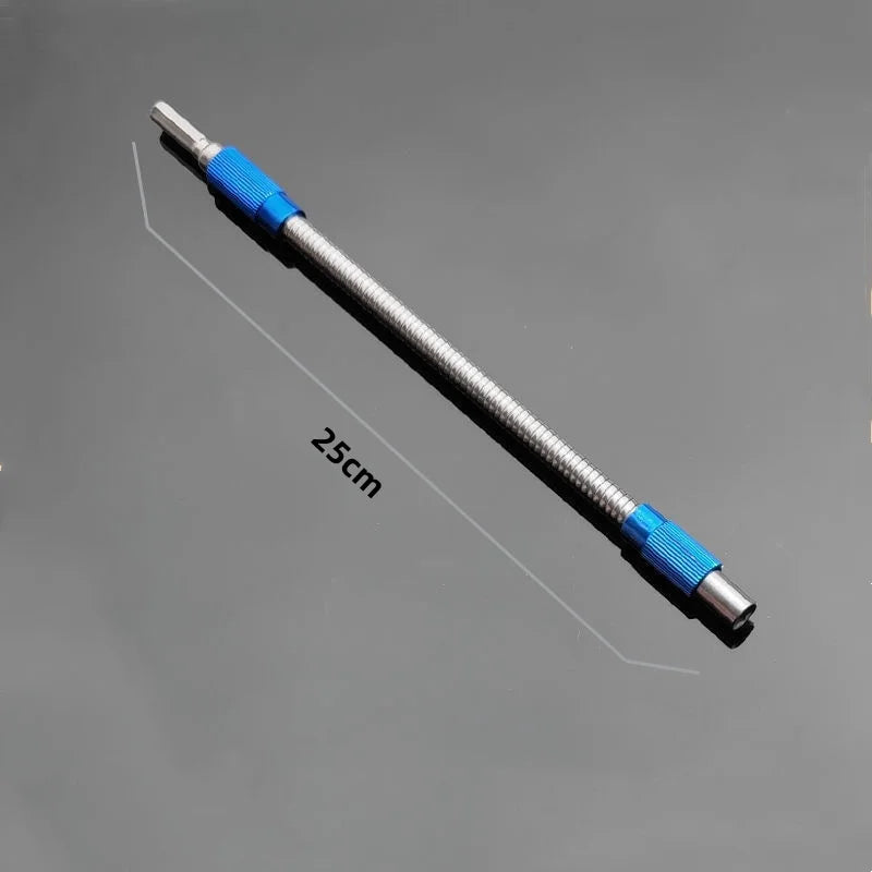 JUSTINLOU 1PC Hexagonal Handle Bendable Impact Drill Bit Universal 25cm Metal Soft Shaft Flexible Extended Drill Bit Hand Tool