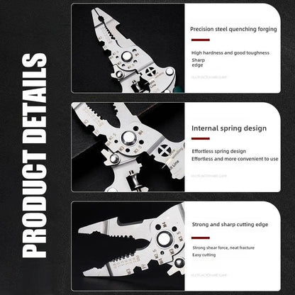 Foldable 18-in-1 Wire Stripping Pliers Crimping Tool - Multifunctional Electrician Pliers, Professional-Grade Electrician Tools | Compact Folding Design for Secure Connections and DIY Projects