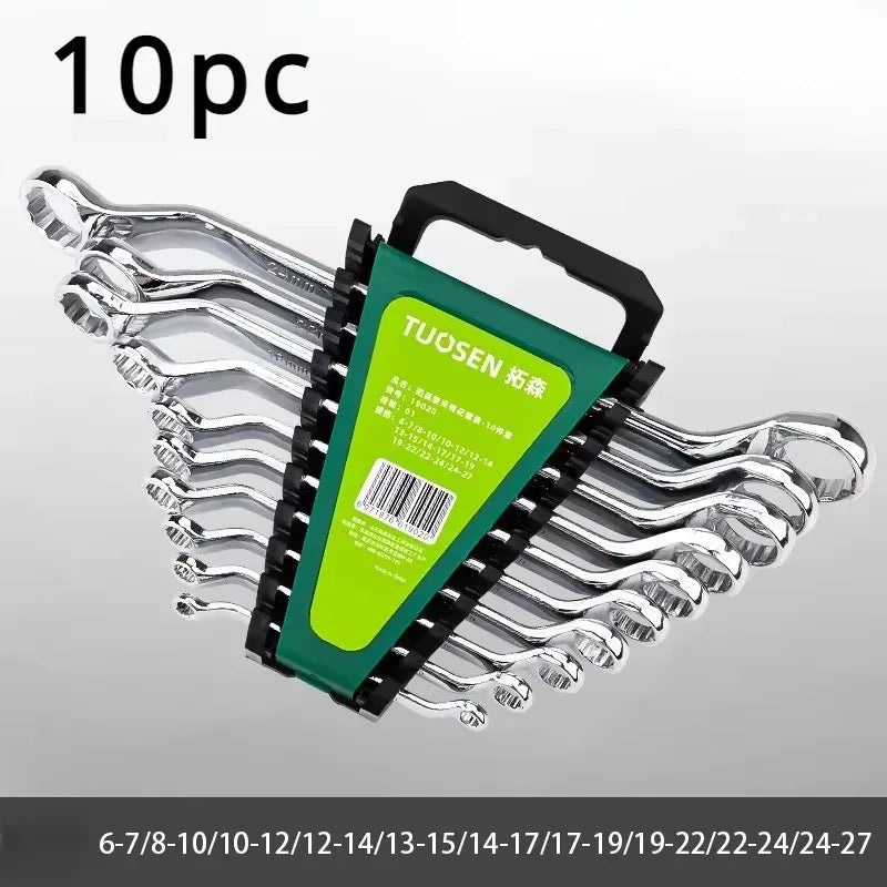 6pc Double Head Plum Blossom Wrench Set, 45° Angle, High-Carbon Steel