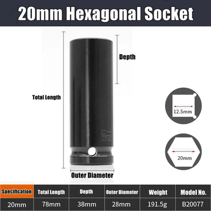 1/2" Drive Deep Impact Socket Drive Metric Wrench Socket Deep Impact Socket Pneumatic Wrench Head Tire Removal Tools