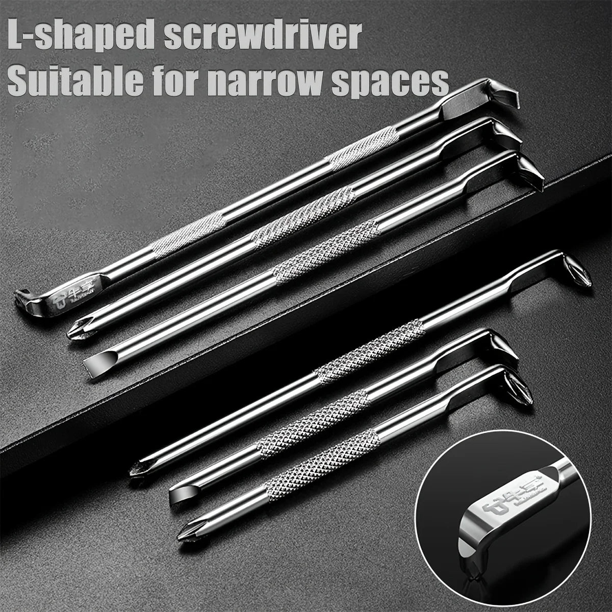 L Shaped Screwdriver Set - Right Angle Phillips and Flat Head, 90 Degree Screwdriver for Tight Spaces, Angle Screwdriver Tool