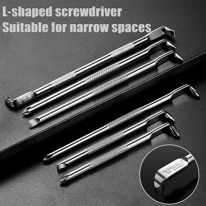 L Shaped Screwdriver Set - Right Angle Phillips and Flat Head, 90 Degree Screwdriver for Tight Spaces, Angle Screwdriver Tool