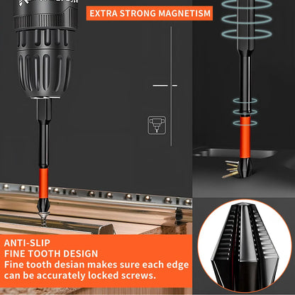 Anti Slip Bits Magnetic Screwdriver Bit Set S2 Alloy Steel Impact Resistance Bits-3/6/12Pcs Suitable for Electric Drills