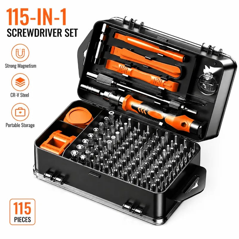 115‑in‑1 Precision Screwdriver Set Multi‑Purpose Repair Kit for Phone Computer Watch Electronics Disassembly with Storage Box