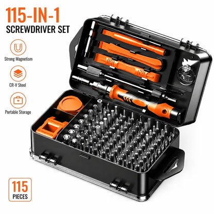 115‑in‑1 Precision Screwdriver Set Multi‑Purpose Repair Kit for Phone Computer Watch Electronics Disassembly with Storage Box