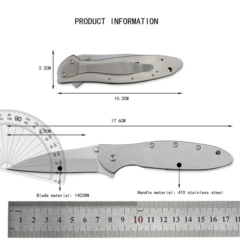 KS Leek 1660 Aluminum Folding Knife with 8Cr13Mov Blade Window Breaker Self-defense and Protection Tool Outdoor Fishing Knife