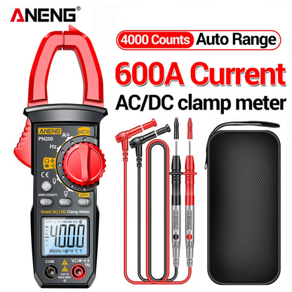 ANENG PN200 Digital Clamp Meter 4000 Counts 600A AC/DC Current Voltage Multimeter NCV Ohm Resistance Capacitance Tester