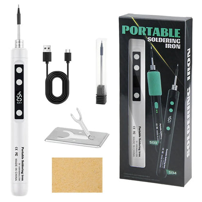 5V/15W Digital Display Soldering Iron Welding Repair Tool Cordless USB Soldering Iron Adjustable Temperature Speed Heating